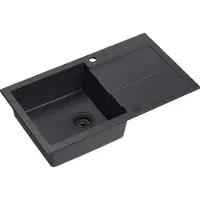 Quadron Spülbecken 1-Becken Spüle | Größe: 78 x 45 x 18,5 cm | CHRISTIAN 111 | Küchenspüle Granitspüle aus GraniteQ mit Siphon | Schwarz