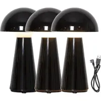 Star Trading USB LED In-/Outdoor Tischleuchte "Mushroom" Schwarz 3W 830 (Warmweiß) inkl. Akku + Ladekabel dimmbar