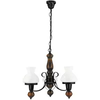 Rabalux 7078 Kronleuchter 3 Spots Petronel, E27-Holz, schwarz, rund, Klassisch, ø600mm