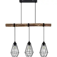 LINDBY Hängeleuchte Eldarion, 90 cm, 3-flammig, Holz, E27