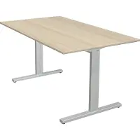 Kerkmann Schreibtisch Form 2 140x80x70-82 cm T-Fuß Alusilber ahorn