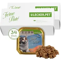 Lyra 34 x 100 g Lecker.Pet Mia's Feine Paté Reich an Lachs Katzenfutter Nassfutter Vollnahrung 34x100 Futter