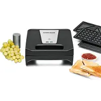 Rommelsbacher Multi Toast & Grill SWG 700 Max, 3 antihaftbeschichtete Platten-Sets für Waffeln, Sandwich Toasts, Gegrilltes, flexibles Scharnier, 700 Watt