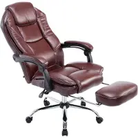DELUKE Bürostuhl MEDHA - 114x67x64, Bordeauxrot | Kunstleder | Metall in Chromoptik Gestell | ergonomische Bürostühle Homeoffice Stuhl mit Rollen