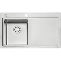 NABER 1014041 Spüle CORNO ORA mit Becken links und Druckknopfbedienung / 45er Schrankbreite / Edelstahl