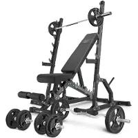 Marbo-sport Marbo Sport - Set MS24_2.0_83KG_G | Doppelseitige Bank + Multilevel-Ständer (2 Stück) + Stangen- und Hantelscheiben gummiert Set 83 kg