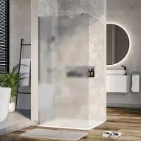 NEXTREND - GmbH Duschabtrennung Walk-In Nano Echtglas EX101 - Milchglas - 10 mm - Wandprofil Chrom - Breite wählbar, Breite Walk-In:900mm