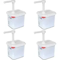 BRB-Lagertechnik 4x Pumpspender für Saucen, 2,6 Liter, pro Hub 30 ml, mit dichtschließendem Deckel, PP, LxBxH 176 x 162 x 190 mm