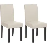 Chefgastro 2er-Set Esszimmerstuhl Stuhl Küchenstuhl klassisch und zeitlos | HxBxT 90x43x56cm | Sitzhöhe 45cm | Kunstleder | dunkle Beine | Weiß