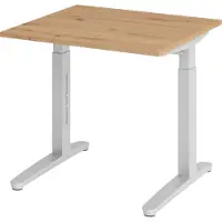 Bümö Schreibtisch Serie-XB - Gestell: Silber, Nachbildung: Asteiche, Größe: 80 x 80 cm