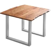 Sam Esstisch Baumkante massiv Akazie nougatfarben 90 x 90 cm silber LAURINA