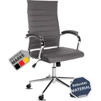 DELUKE Bürostuhl Ergonomisch MEGAO Schreibtischstuhl Echtleder | Höhenverstellbarer Drehstuhl, Arbeitsstuhl mit Armlehne | Chefsessel, Computerstuhl 135 kg | Grau