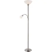 LINDBY Stehlampe Elaina, Leselicht, nickelfarben, 180cm, E27