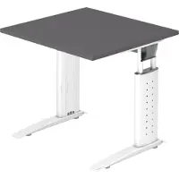 Bümö Schreibtisch Serie-U - Größe: 80 x 80 cm, Nachbildung: Graphit, Gestell: Weiß