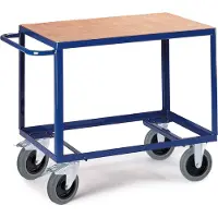 ROLLCART Schwerer Tischwagen mit Ladefläche im Buchendekor 850x500mm