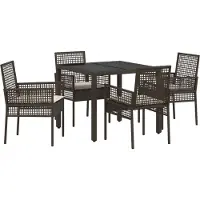 vidaXL Möbel 5-teiliges Garten-Esszimmer-Set mit Kissen aus braunem Poly-Rattan - Gartenstühle 3334864