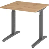 Bümö Schreibtisch Serie-XB - Nachbildung: Asteiche, Größe: 80 x 80 cm, Gestell: Graphit