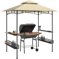 Outsunny Grillpavillon 240 x 150 x 257cm wasserdicht flammhemmend Gartenpavillon