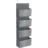 Songmics Hängeorganizer, Hängeaufbewahrung, Hängeregal mit 4 Taschen, für die Tür, Schlafzimmer, Büro, Kleiderschrank, 33,5 x 12 x 100 cm, grau meliert RDH004G11