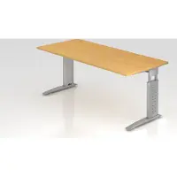 Proregal - Büromöbel mit top Leistungsdaten Schreibtisch Mauri | Buche | Silber Gestell | BxT 180x80cm | Arbeitshöhe 68-86cm | höhenjustierbar, 2cm Raster | C-Fuß-Gestell | Rechteckform