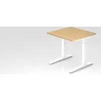 Proregal - Büromöbel mit top Leistungsdaten Schreibtisch Mika | Ahorn | Weißes Gestell | BxT 80x80cm | Arbeitshöhe 65-85cm | höhenjustierbar, 1cm Raster | C-Fuß-Gestell | Rechteckform