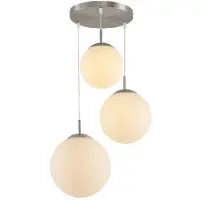 LINDBY Hängeleuchte Heleska, weiß, Glas, 3-flg., Ø 47cm