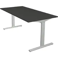 Kerkmann Schreibtisch Form 2 160x80x70-82 cm T-Fuß Alusilber anthrazit