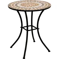 Degamo Bistrotisch Gartentisch LUCCA 60cm rund Keramik in Mosaikoptik terracotta