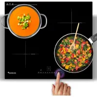 TurboTronic Induktionskochfeld 60 cm - IC4 - Autark, 4 Kochzonen, 7400W, Timer, Touch, Kindersicherung, Kristallglas, Topferkennung