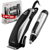Clatronic Haarschneidemaschine-Set mit Nasenhaarentferner | 3 - 12 mm | Stufenlose Schnittlängenregulierung | Edelstahl-Scherkopf | HSM 3441 NE