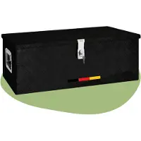 DELUKE Aluminiumbox mit Deckel - Abschließbar | Alubox Deichselbox Alu Anhängerbox Werkzeugkiste Metall Transportbox Metallkiste, 80x39x30cm Schwarz