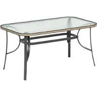 Merxx Gartentisch "Roma" 150 x 80 cm - Aluminiumgestell Graphit mit Kunststoffgeflecht Natur