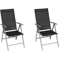 Merxx Gartensessel Amalfi schwarz 2er Set, klappbar - Aluminium/Textil