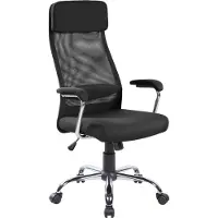 Dmora Bürostuhl Daafjeaide, Chefsessel mit Armlehnen, Ergonomischer Bürostuhl, 65x65h114/125 cm, schwarz