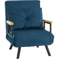 HOMCOM Schlafsofa, Klappbett mit Bettfunktion, Relaxsessel mit Rückenkissen, Polstersofa mit Verstellbarer Rückenlehne, Samtoptik, 63 x 73 x 81 cm