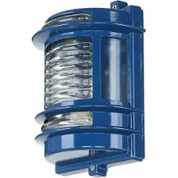 Licht-Erlebnisse Wandlampe außen Messing Glas IP64 E27 H: 22 cm rostfrei Blau Außenleuchte Garten Eingang