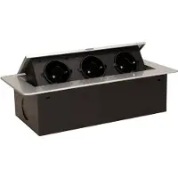 ORNO Tisch-Einbausteckdose 3fach silber-schwarz 2500W