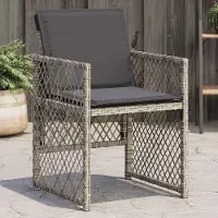 vidaXL "Schlussverkauf" Gartenstühle mit Kissen 4 Stk. - - Grau Poly Rattan C17609