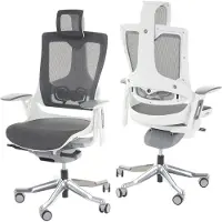 Mendler Bürostuhl MERRYFAIR Wau 2, Schreibtischstuhl Drehstuhl, Polster/Netz, ergonomisch schwarz-grau