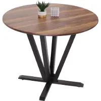 Mendler Bistrotisch MCW-M56, Tisch Esstisch, Massiv-Holz HPL Laminat Melamin Ø92cm, Sheesham Holz-Optik, dunkles Gestell