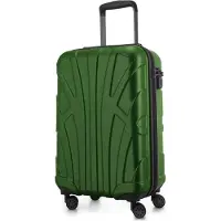 Suitline - leichtes Handgepäck 55x35x20 cm Flugzeug-Trolley 34 L Bordgepäck Hand-Koffer leicht Bord-Koffer 4 Rollen Kabinengepäck Hand Luggage TSA ,Grün