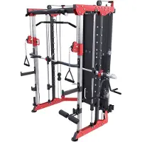 Gorilla Sports Power Rack - inkl. Olympia Langhantel, Dip-Station, Kabelzug, Klimmzugstange, Beincurler - Power Cage, Kraftstation, Multipresse, Multistation, Fitness, Krafttraining, Gym, Zuhause