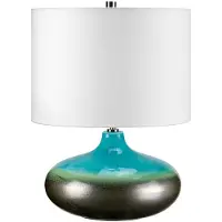 Elstead Lighting Laguna Tischleuchte E27 48cm Türkis und Graphitglasur Weiss, Made in UK
