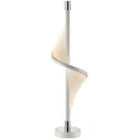 LUCANDE Edano LED Tischleuchte White/Chrome - , Edano, dimmbar, Weiß, für Wohnzimmer, Stoff / Textil, Modern