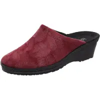 Rohde Damen Pantoffel aus Microvelour bedruckt mit Blattmuster Neustadt-50 2450, Größe:37 EU, Farbe:Rot