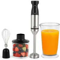 Goliving Stabmixer-Set 5-in-1 - Zerkleinerer - Messbecher - Schneebesen - 1000W - spülmaschinenfestes Zubehör - Edelstahl - Schwarz