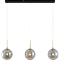 LINDBY Hängeleuchte Hiwana, rauchgrau, Glas, 3-flammig