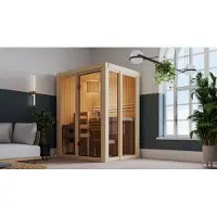 Karibu Sauna Innensauna Irava 1 Fronteinstieg Ofen 3,6 kW -Ofen externe Strg. easy 155x122x198 cm ohne Dachkranz