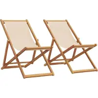 vidaXL Möbel Strandstühle 2 Stk. Klappbar Beige Stoff und Massivholz - Gartenstühle &51303