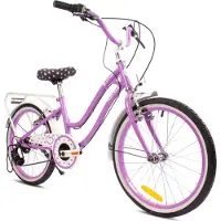 Sun baby Heart Bike Kinderfahrrad 20 Zoll Mädchen, Fahrrad für Kinder ab 6 Jahre, 6-Gang Shimano, V-Brake, Gepäckträger, Reflektoren (Lila, 20 Zoll)